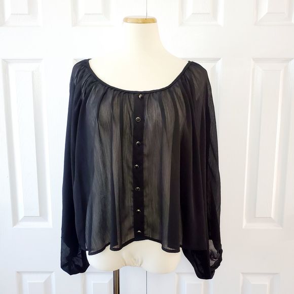 paper tee Tops - 🌻 SALE Paper Tee Dolman Puff Sleeve Sheer Blouse